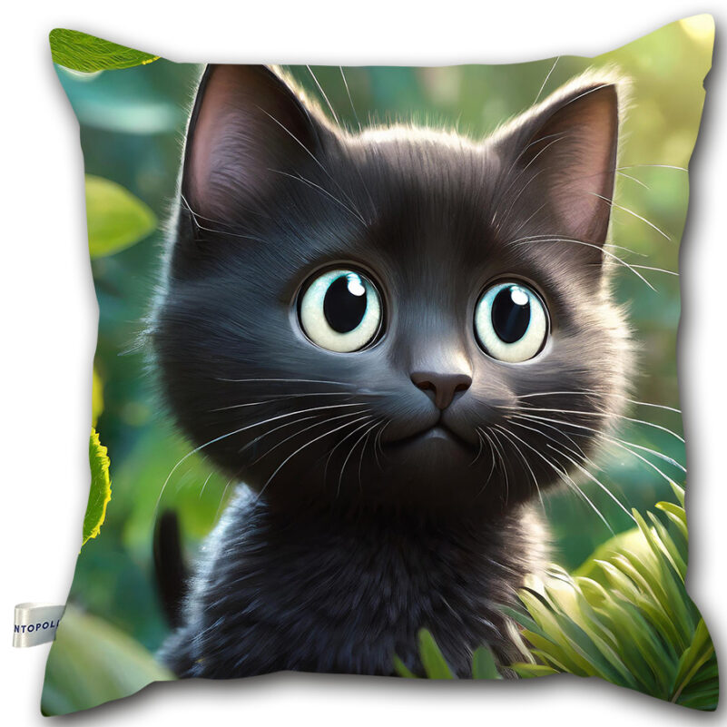 Poduszka - Czarny Kot słodki