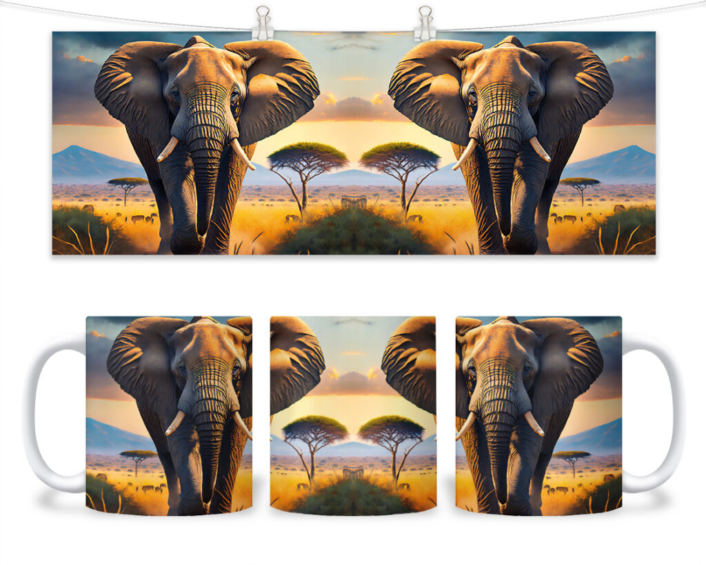 Kubek - 123 - Słoń na sawannie