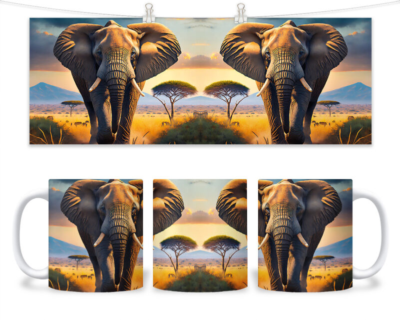 Kubek - 123 - Słoń na sawannie