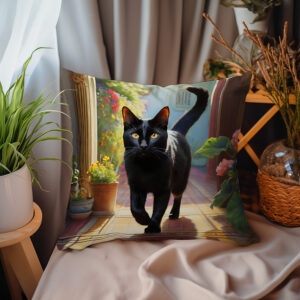P05 - Poduszka - Czarny kot na w pokoju 1