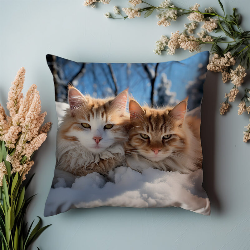 P10 - Poduszka - Koty śpiące w śniegu 2