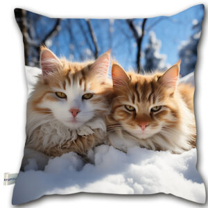 P10 - Poduszka - Koty śpiące w śniegu
