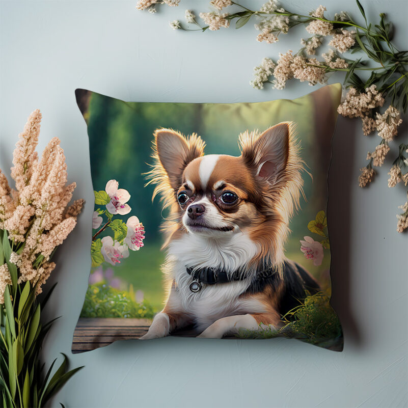 P79 - Poduszka - Chihuahua na deskach (bokiem) 2