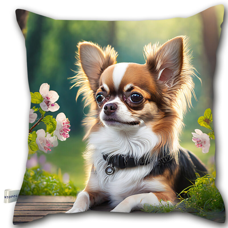 P79 - Poduszka - Chihuahua na deskach (bokiem)