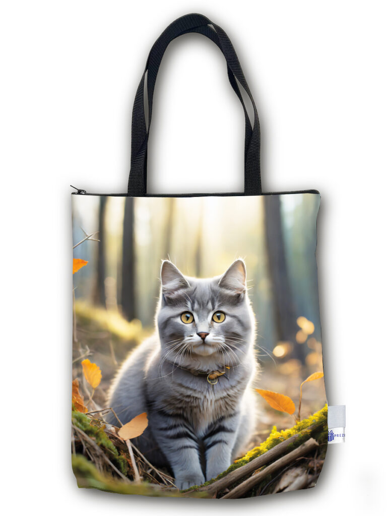 TP011 - Torba PREMIUM - Szary kot w liściach