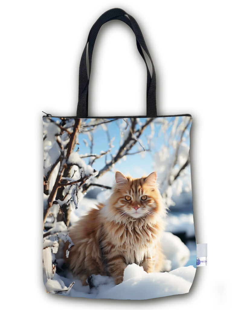 TP013 - Torba PREMIUM - Złoty kot na zimowym tle