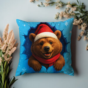 Święta Bożego Narodzenia - Poduszka - Niedźwiedź