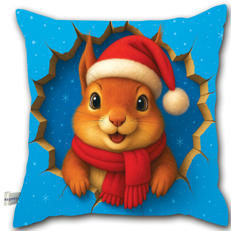 Święta Bożego Narodzenia - Poduszka - Wiewiórka